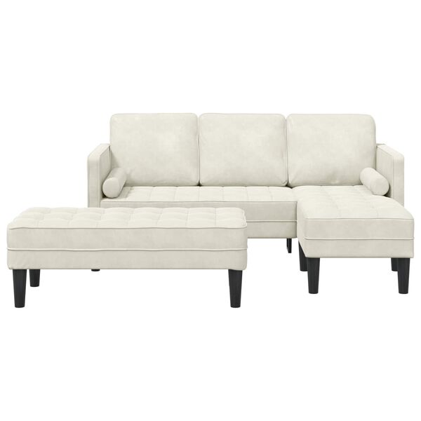 vidaXL Zestaw Sof z poduszką 2 pcs Kremowy Poliester