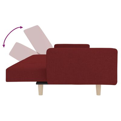 vidaXL 2-osobowa kanapa z poduszkami, czerwone wino, obita tkaniną