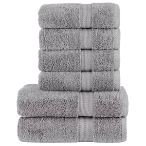 vidaXL 6-częściowy zestaw ręcznik&oacute;w premium SOLUND, szary, 600 g/cm&sup2;