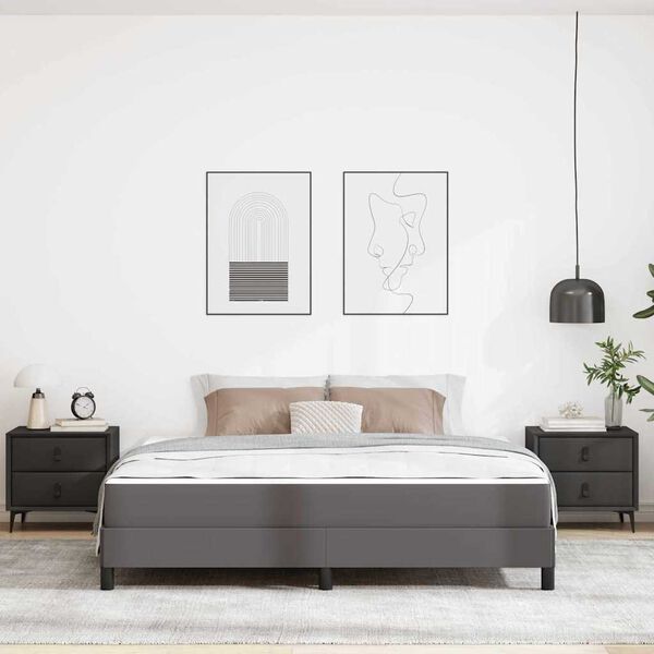 vidaXL Ramka łóżka z materacem Szary 180 x 200 cm tkanina