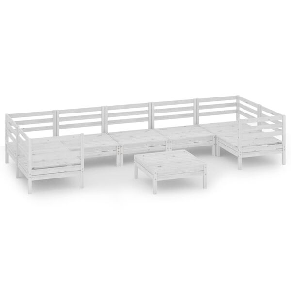 vidaXL 8-cz. zestaw wypoczynkowy do ogrodu, biały, lite drewno sosnowe