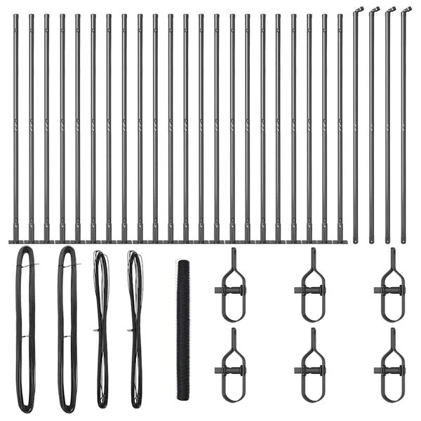 vidaXL Słupek ogrodzeniowy. Szary 50 x 1,4 m (siatka 36 mm) Stal i PVC