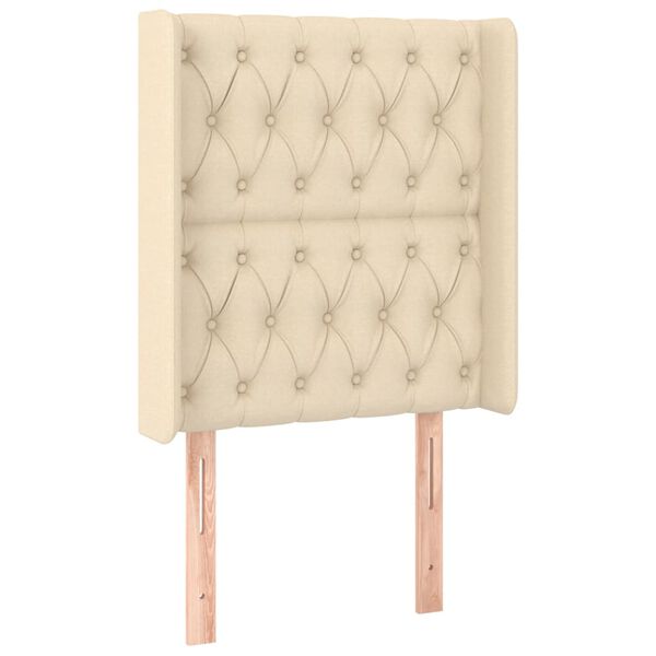 vidaXL Zagł&oacute;wek uszak, kremowy, 83x16x118/128 cm, tkanina