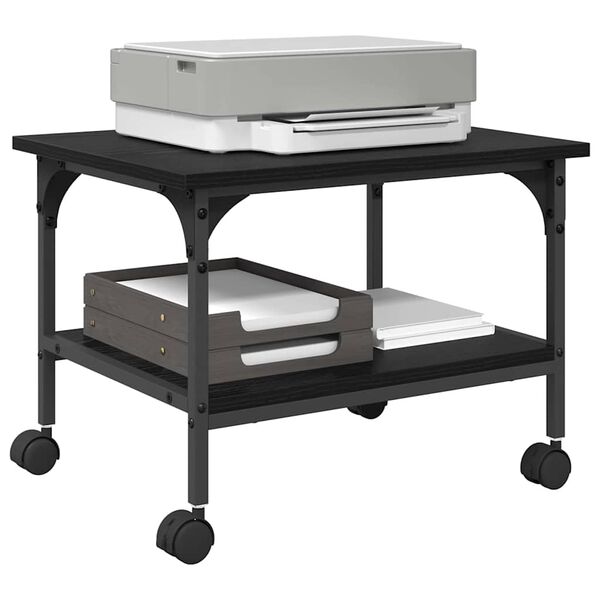 vidaXL Stojak na drukarkę Czarny Dąb 50 x 40 x 38 cm