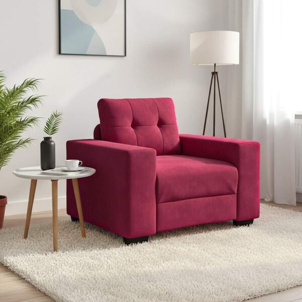 vidaXL Sofa Fotel Wino Czerwone 100x78x80 cm Aksamit