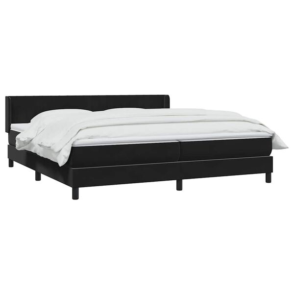 vidaXL Ł&oacute;żko typu Box Spring z materacem Czarny 200x220 cm Aksamit