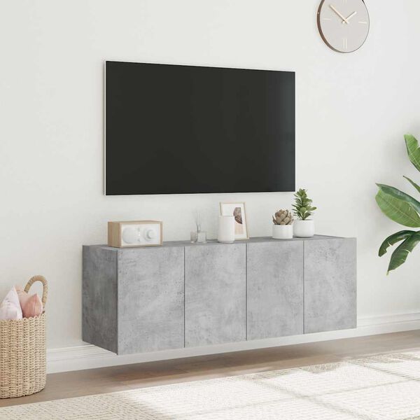 vidaXL Ścienne szafki TV z LED, 2 szt., szarość betonu, 60x35x41 cm