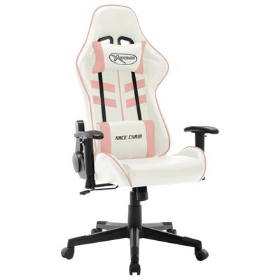 vidaXL Fotel dla gracza, biało-różowy, sztuczna skóra