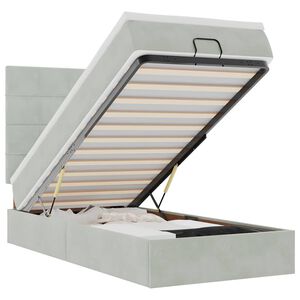 vidaXL Rama ł&oacute;żka otomana z materacami, szara, 80x200 cm, aksamit