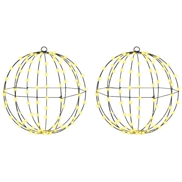 vidaXL Piłka 2 pcs Ciepła biel 40 x 40 x 43,5 cm Metal