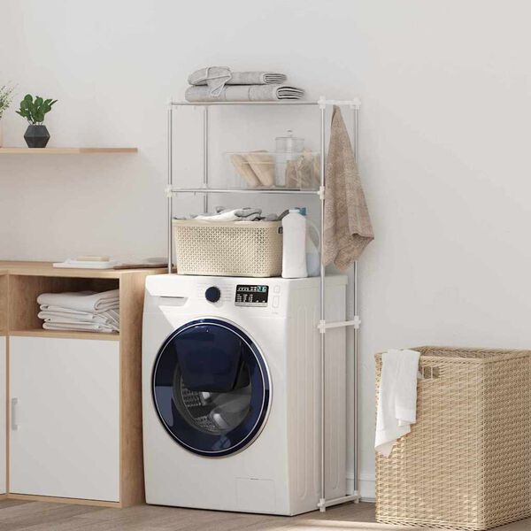 vidaXL P&oacute;łka na pralkę Biały 70 x 27 x 136 cm Aluminium