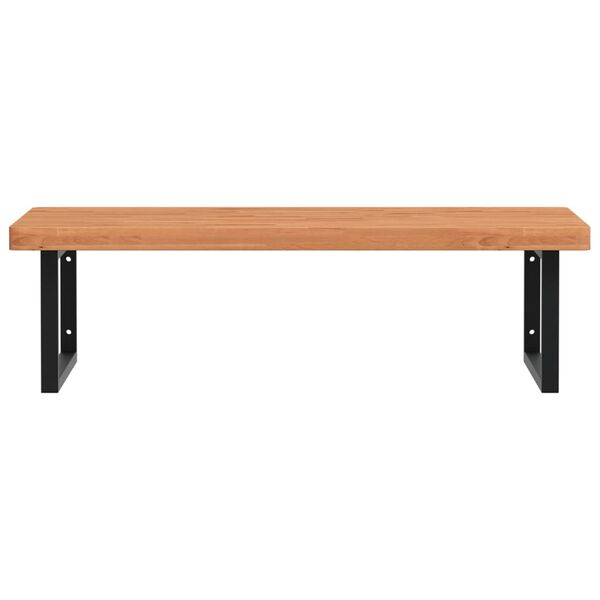 vidaXL P&oacute;łka ścienna pod umywalkę, stal i lite drewno bukowe