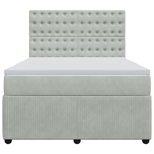 vidaXL Ł&oacute;żko kontynentalne z materacem, jasnoszare, aksamit, 140x190cm