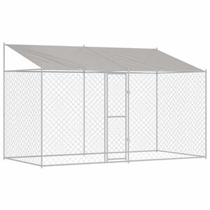 vidaXL Klatka dla psa z dachem srebrny 400 x 200 x 256 cm Stal i PE