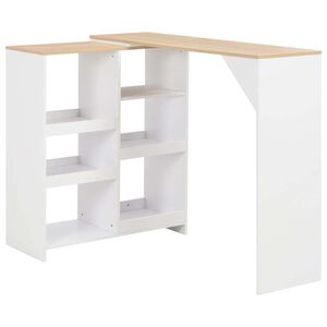 vidaXL Stolik barowy z ruchomym regałem, biały, 138 x 39 x 110 cm