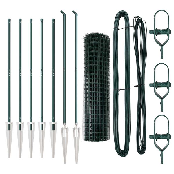 vidaXL Ogrodzenie z słupkiem Zielony 1,2 x 10 m Stal i PVC