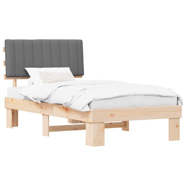 vidaXL Ramka ł&oacute;żka z tapicerowanym wezgłowiem Jasnoszary 100 x 200 cm