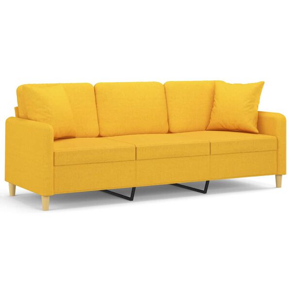 vidaXL 3-osobowa sofa wypoczynkowa z poduszkami, ż&oacute;łta, 180 cm