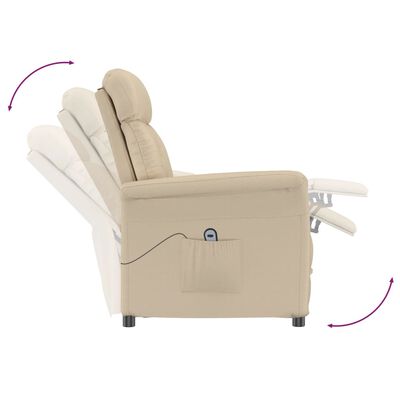 vidaXL Elektryczny fotel rozkładany, kremowy, sztuczny zamsz