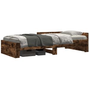 vidaXL Rama ł&oacute;żka z wezgłowiem Dąb wędzony 80 x 200 cm