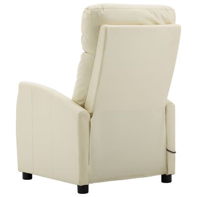 vidaXL Elektryczny fotel masujący, kremowy, sztuczna skóra