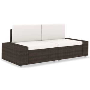 vidaXL Sofa modułowa 2-osobowa, rattan PE, brązowa