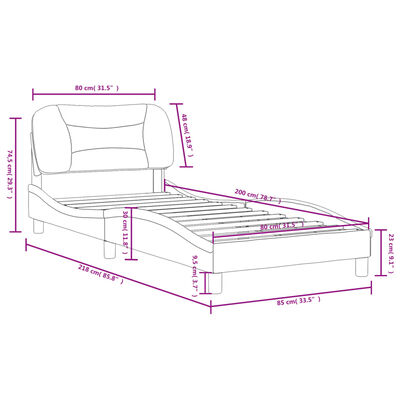 vidaXL Rama łóżka z zagłówkiem, brązowa, 80x200 cm, sztuczna skóra