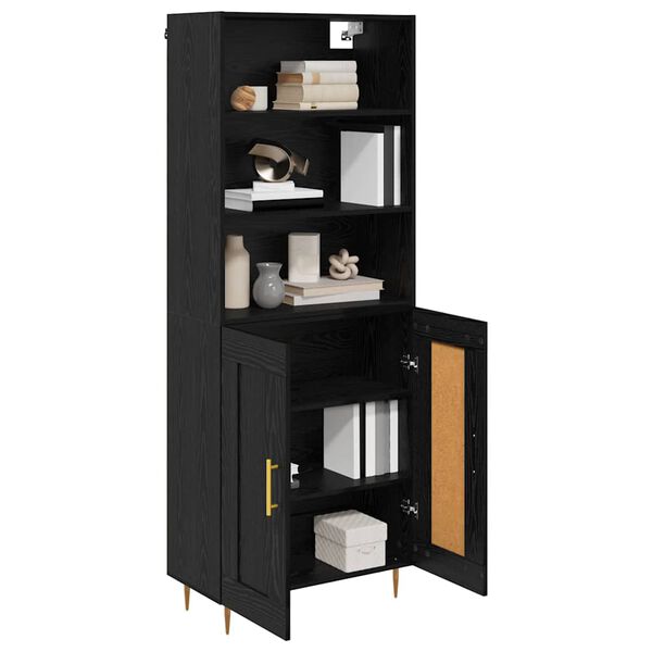 vidaXL Highboard Czarny Dąb 69,5 x 34 x 180 cm Materiał drewnopochodny