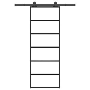 vidaXL Drzwi przesuwne z osprzętem, szkło ESG i aluminium, 76x205 cm