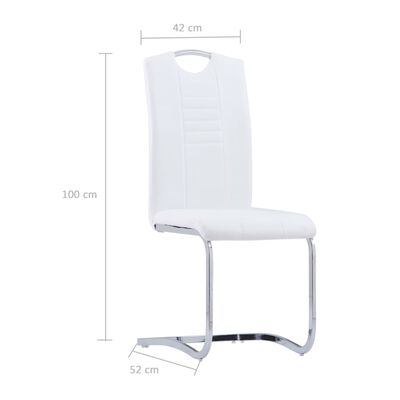 vidaXL Krzesła stołowe, wspornikowe, 4 szt., białe, sztuczna skóra