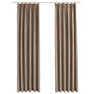 vidaXL Zasłony zaciemniające z haczykami, 2 szt., taupe, 140x225 cm