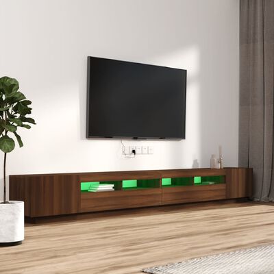 vidaXL Zestaw 3 szafek TV z oświetleniem LED, brązowy dąb