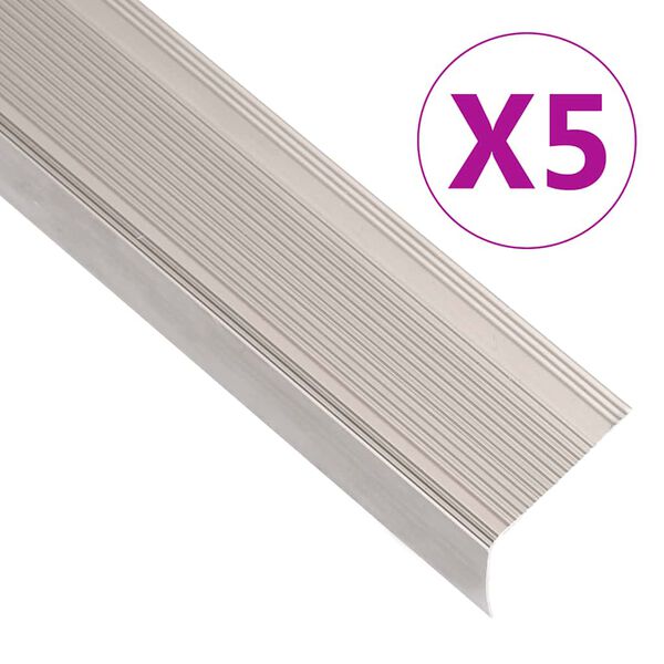 vidaXL Listwy schodowe w kształcie litery L 5 szt. Aluminium 90 cm