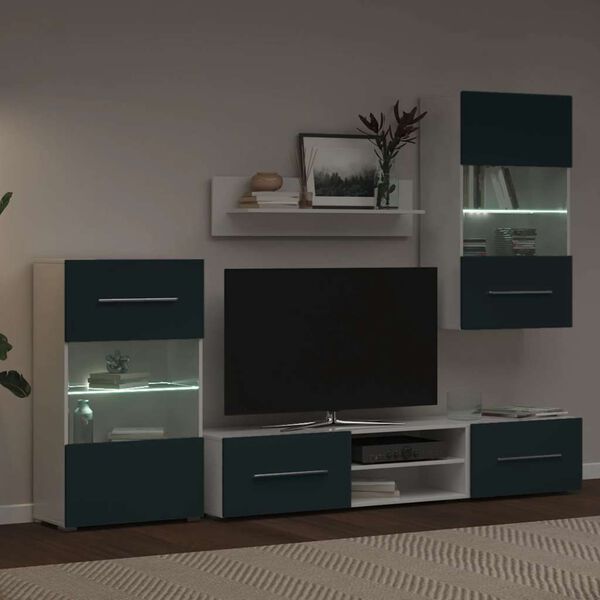 vidaXL 5-częściowe szafki pod telewizor z oświetleniem LED Matt Indigo