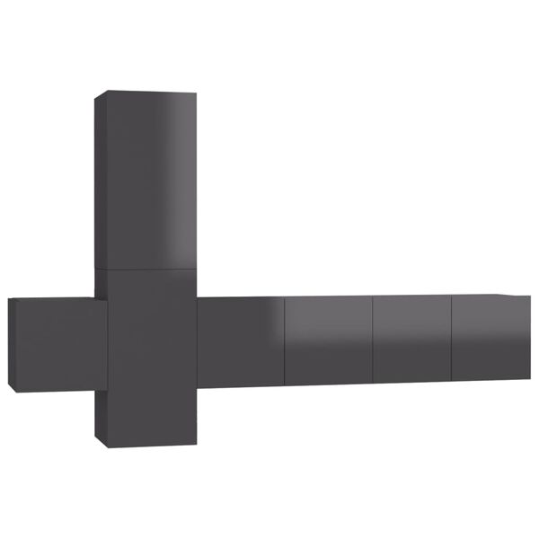 vidaXL 5-cz. zestaw szafek TV, wysoki połysk, szary