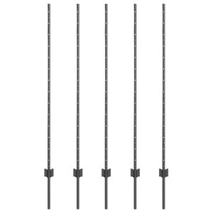 vidaXL Słupek ogrodzeniowy. 5 pcs Szary 140 cm Stal
