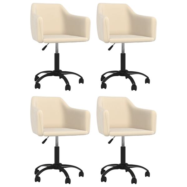 vidaXL Obrotowe krzesła stołowe, 4 szt., kremowe, obite aksamitem
