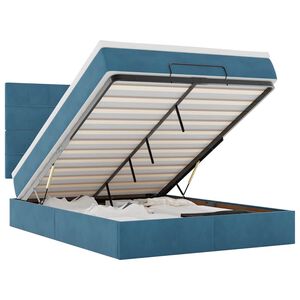 vidaXL Rama ł&oacute;żka otomana z materacami, niebieska, 140x190 cm, aksamit