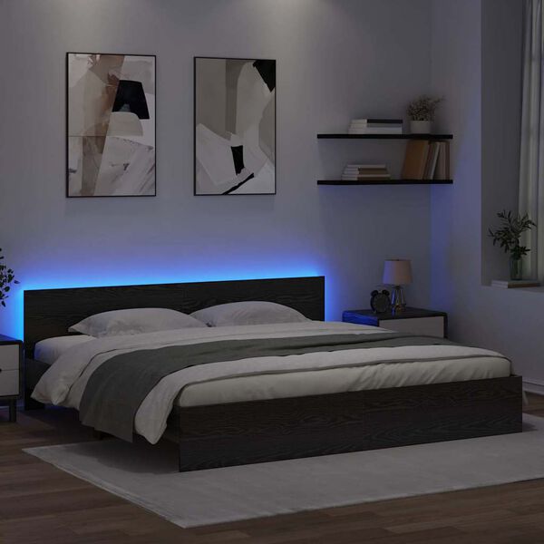 vidaXL Ramka ł&oacute;żka Czarny Dąb 200 x 200 cm Materiał drewnopochodny