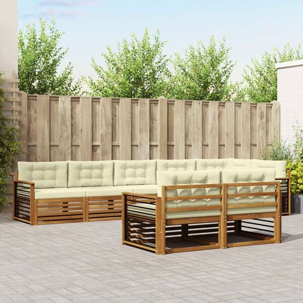 vidaXL Zestaw sof na zewnątrz z poduszką 8 pcs Naturalny i Kremowy