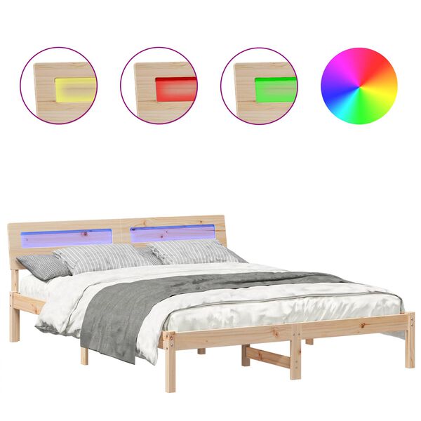 vidaXL Ramka ł&oacute;żka Brązowy 160 x 200 cm Lite drewno sosnowe