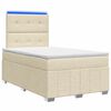 vidaXL Ł&oacute;żko z box spring LED z materacem kremowy 120 x 200 cm tkanina