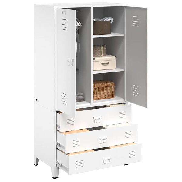 vidaXL Szafa industrialna, biała, 90x50x180 cm, metalowa