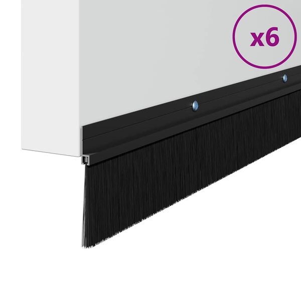 vidaXL Uszczelki z szczotką do drzwi na zatrzask 6 pcs Czarny 100 cm