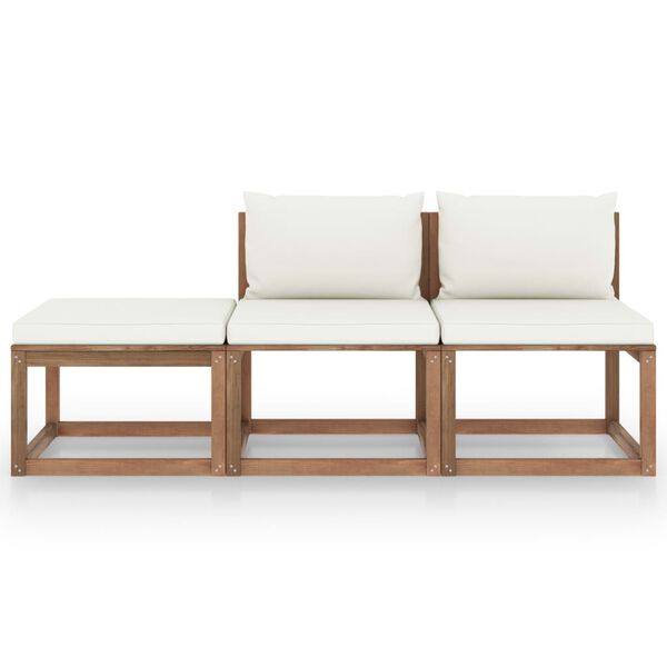 vidaXL 3-cz. zestaw wypoczynkowy z palet, z poduszkami, drewno sosnowe