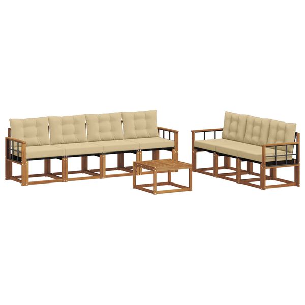vidaXL Zestaw sof na zewnątrz z poduszką 8 pcs Naturalny i Beżowy