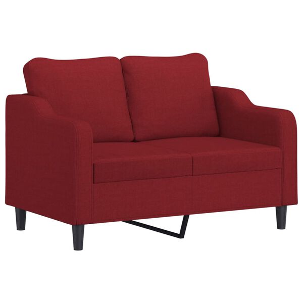 vidaXL 2-osobowa sofa z poduszkami, bordowa, 120 cm, tkanina