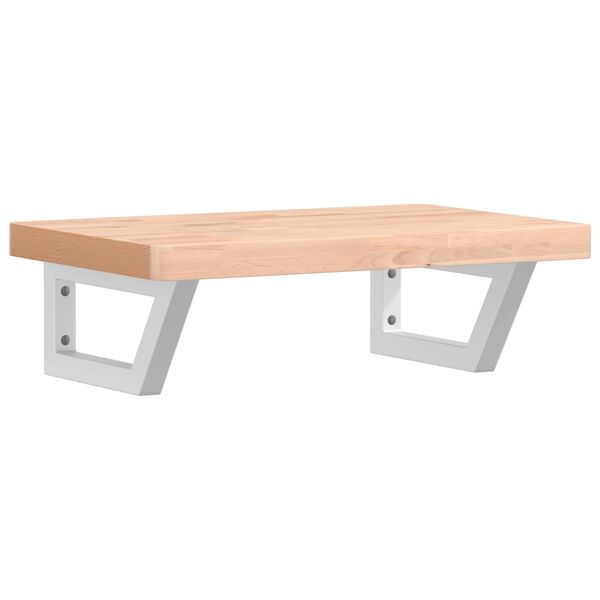 vidaXL P&oacute;łka ścienna pod umywalkę, stal i lite drewno bukowe