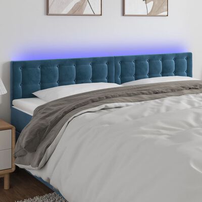 vidaXL Zagłówek do łóżka, ciemnoniebieski, 180x5x78/88 cm, aksamit