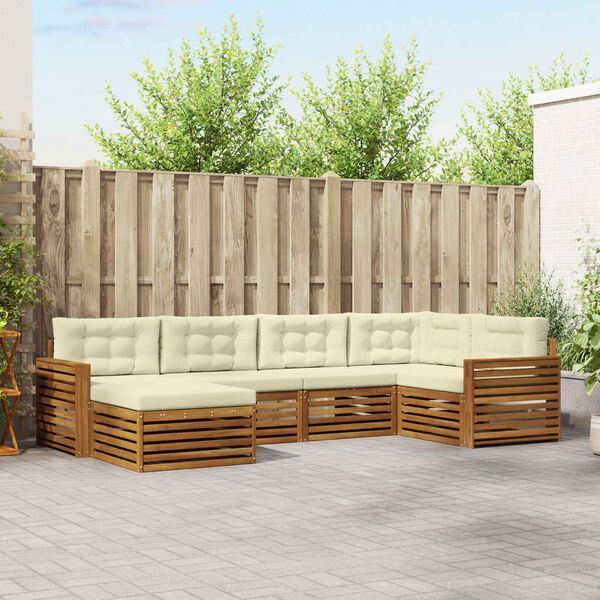 vidaXL Zestaw sof na zewnątrz z poduszką 6 pcs Naturalny i Kremowy
